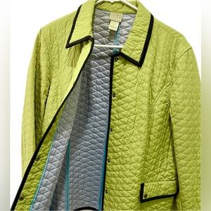 Sigrid Olsen Quilted Jacket Women’s Size L - Spring Colors Sweet Pea & Sky Blue